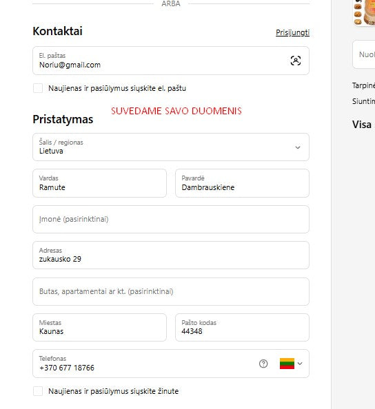 3 žingsnis – Suvedame savo duomenis