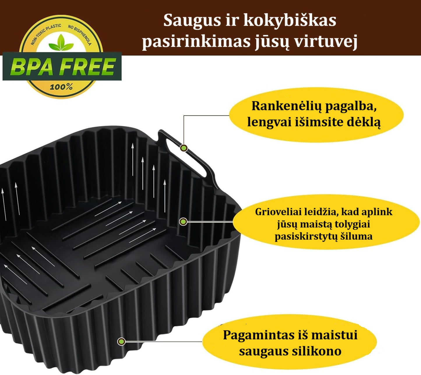 Silikoninis Oro Gruzdintuvės Įdėklas