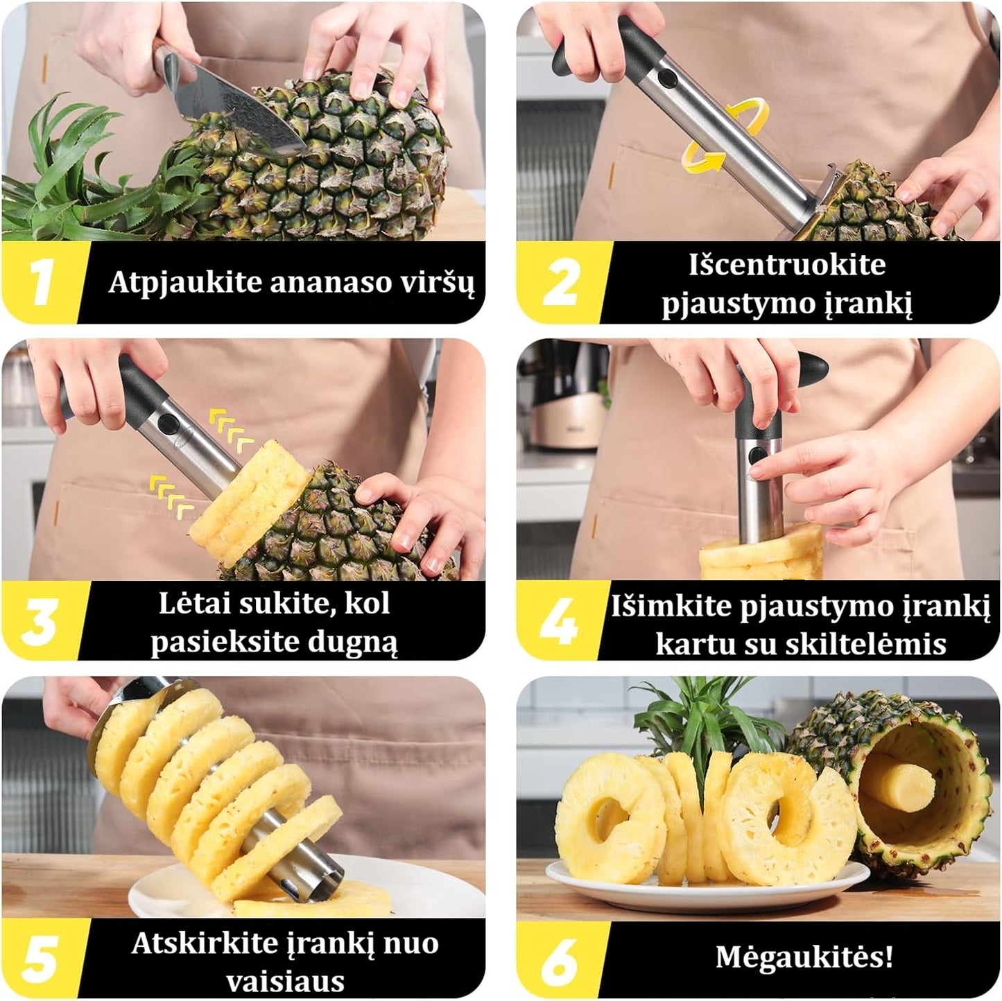Ananaso pjaustymo įrankis 3-in-1