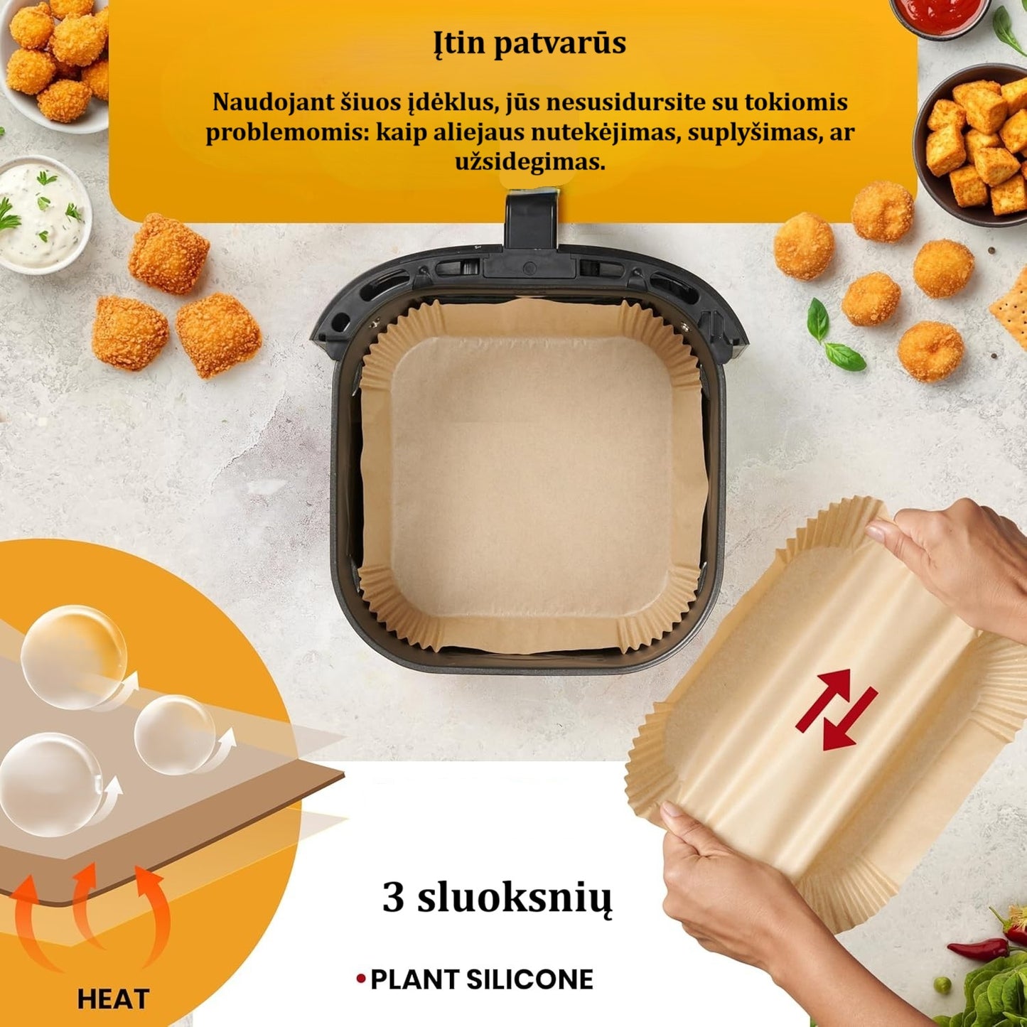 Vienkartiniai oro gruzdintuvės įdėklai