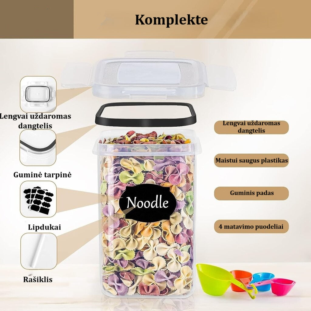 8 dalių sausų maisto produktų laikymo indelių rinkinys