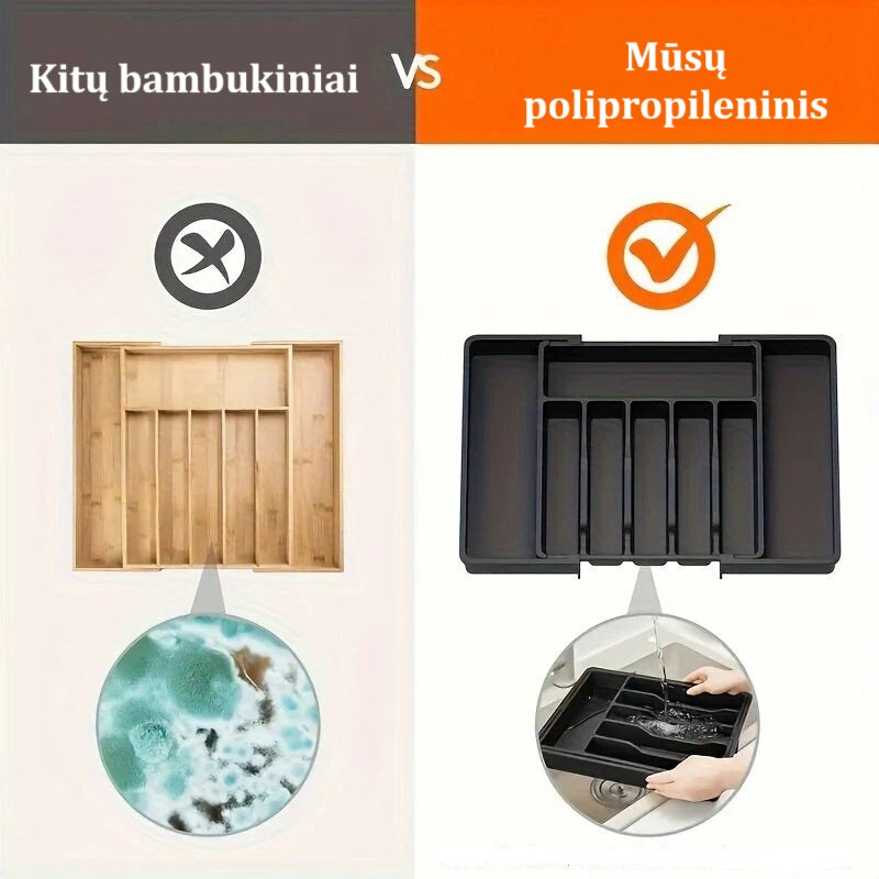 Reguliuojamas stalo įrankių padėklas