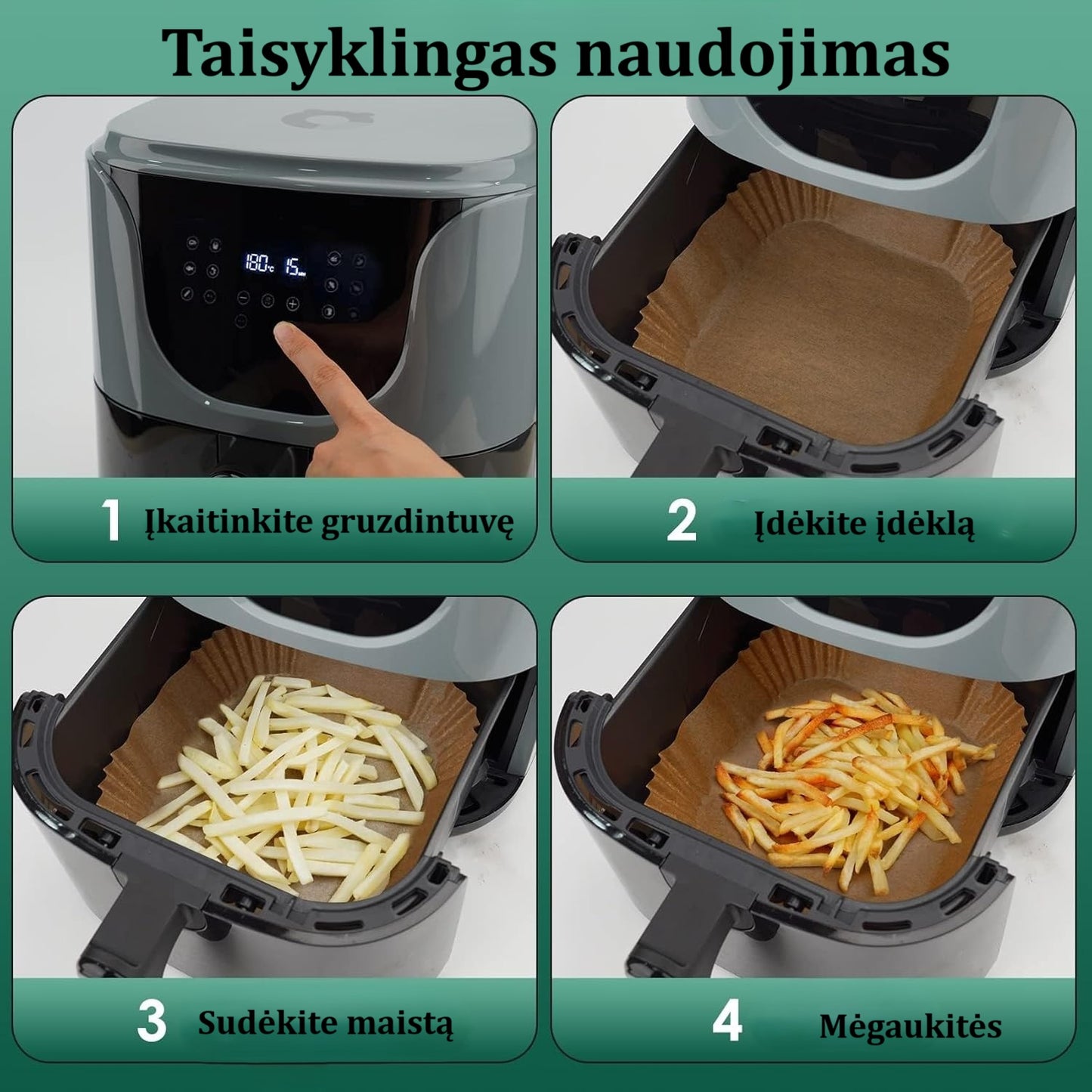 Atsparūs vandeniui oro gruzdintuvės įdėklai