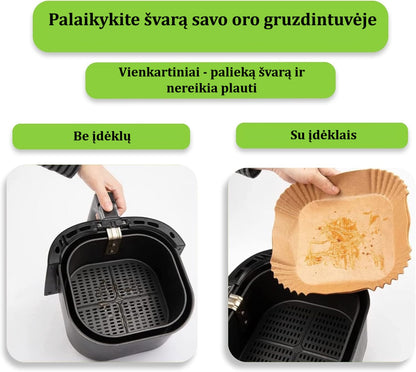 Atsparūs vandeniui oro gruzdintuvės įdėklai