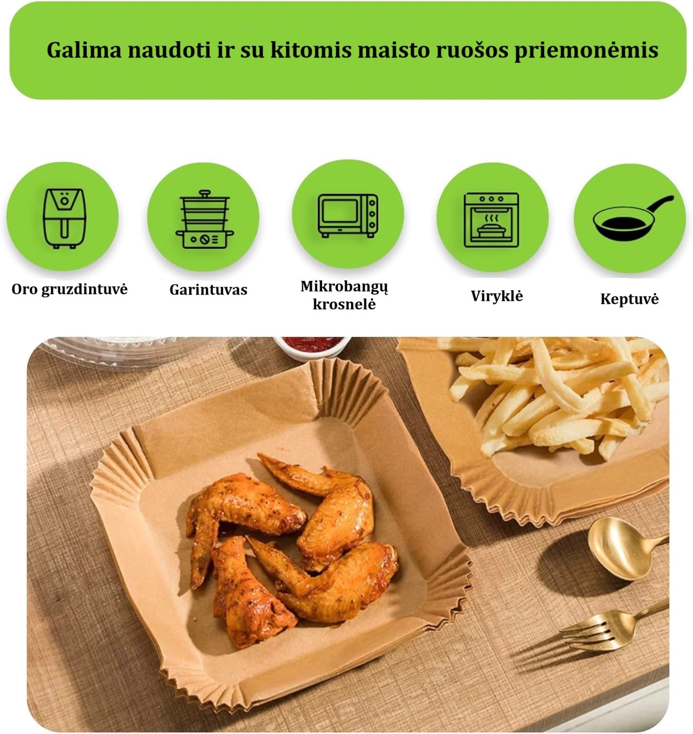 Atsparūs vandeniui oro gruzdintuvės įdėklai