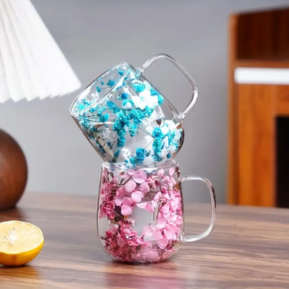 Dvigubų Sienelių Stiklinis Puodelis Su Rankena