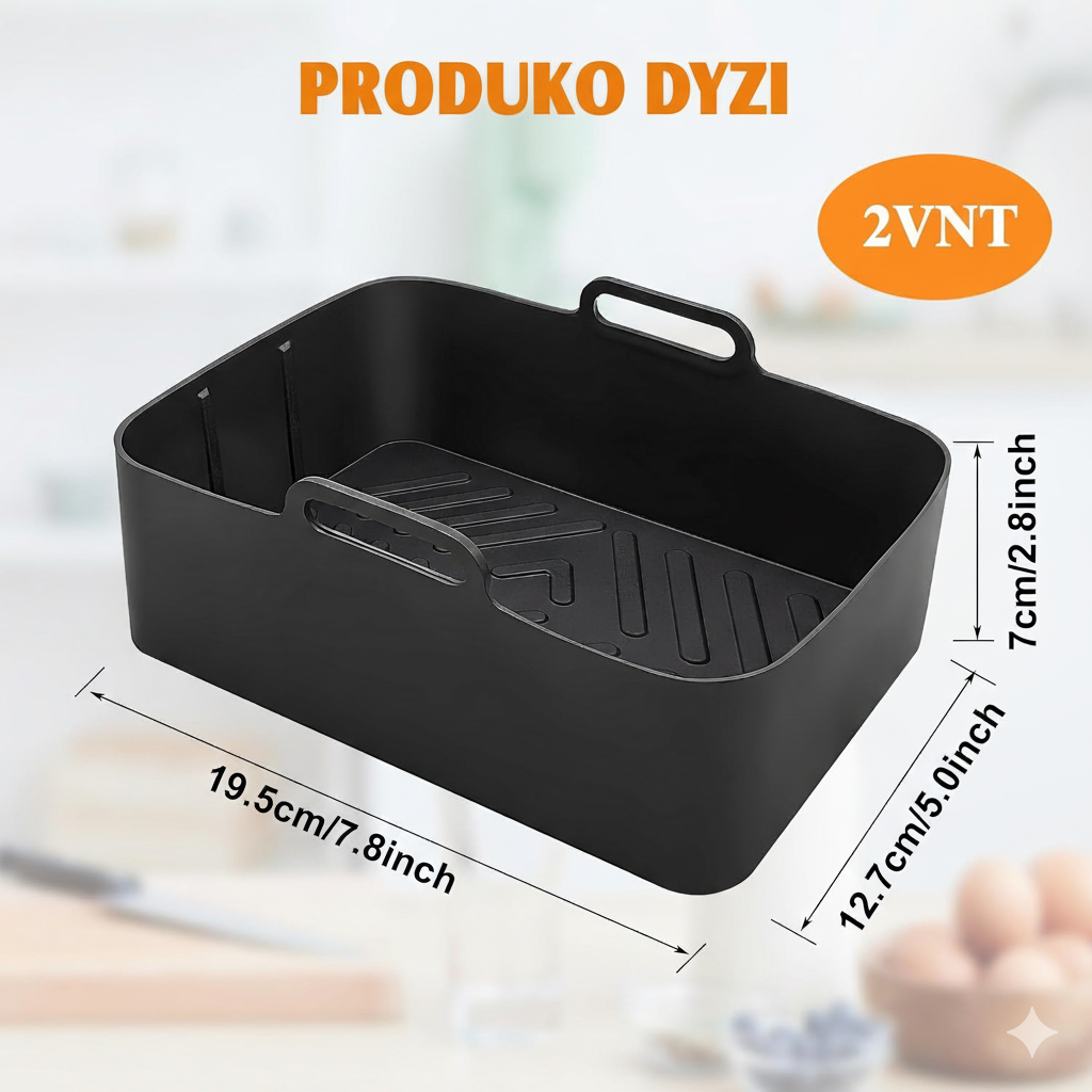 Silikoninių Idėklų Oro Gruzdintuvės Rinkinys.