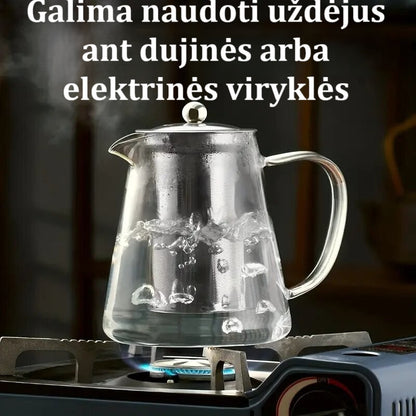 750 ml karščiui atsparus stiklinis arbatinukas