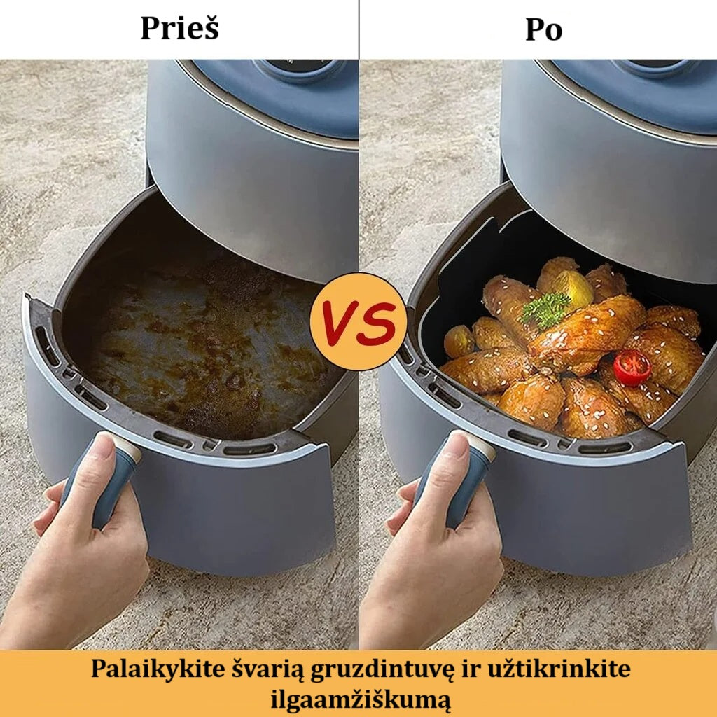 Juoda, silikoninė kepimo formelė oro gruzdintuvei