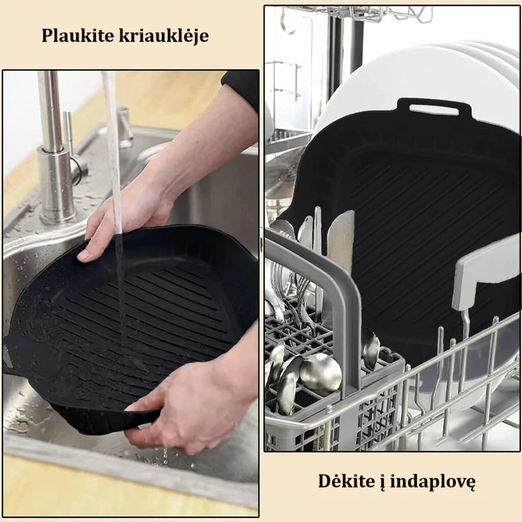 Juoda, silikoninė kepimo formelė oro gruzdintuvei