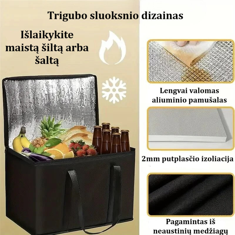 Nešiojamas izoliuotas maisto krepšys