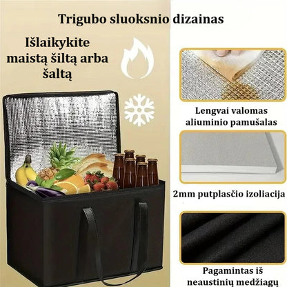 Nešiojamas izoliuotas maisto krepšys
