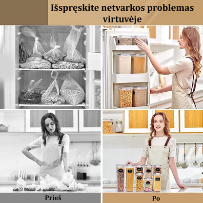 8 dalių sausų maisto produktų laikymo indelių rinkinys