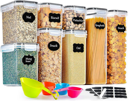 8 dalių sausų maisto produktų laikymo indelių rinkinys