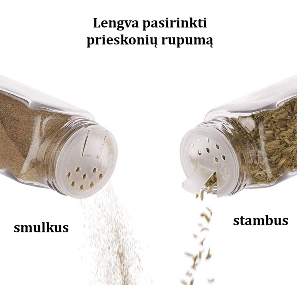 12 dalių 100 ml stikliniai prieskonių indeliai
