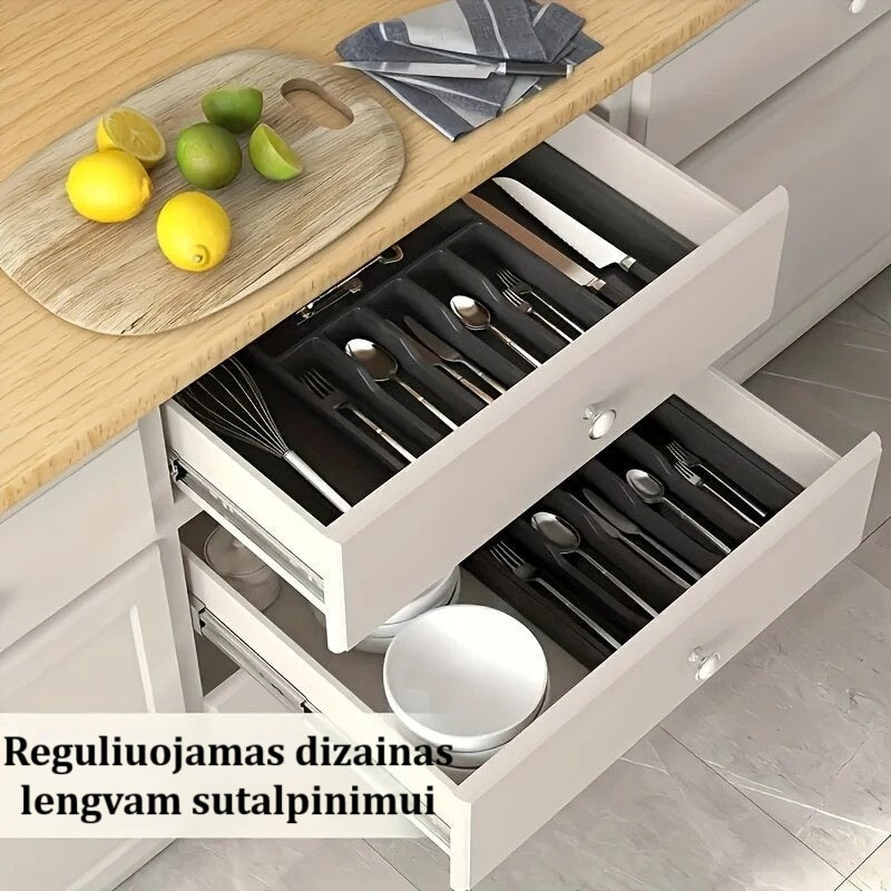 Reguliuojamas stalo įrankių padėklas