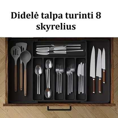 Reguliuojamas stalo įrankių padėklas